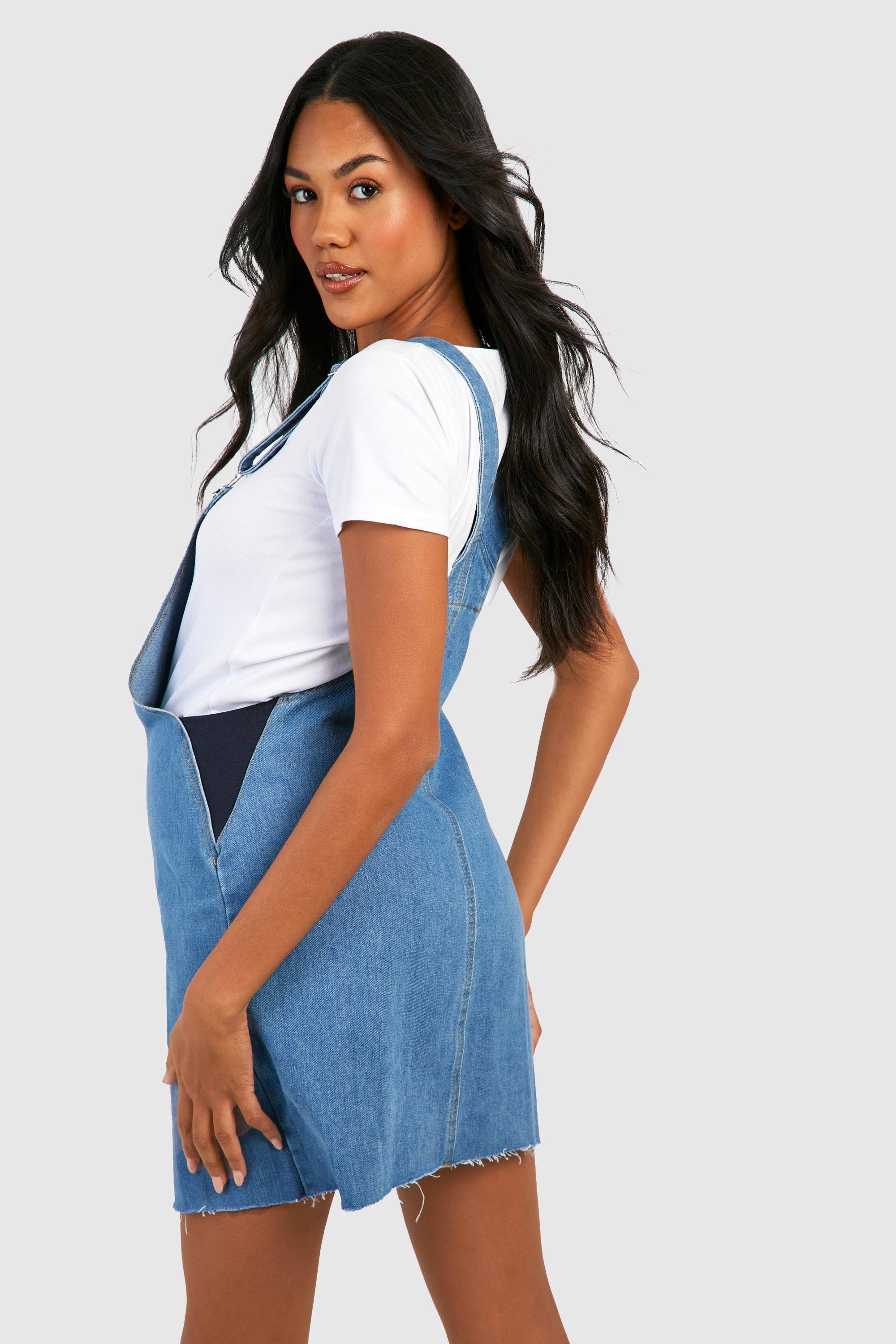 Maternity denim pinafore store dress